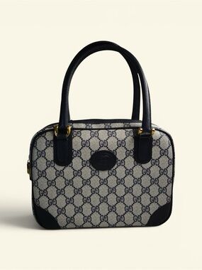 Gucci vintage Monogram Tote Bag in Navy and Cream